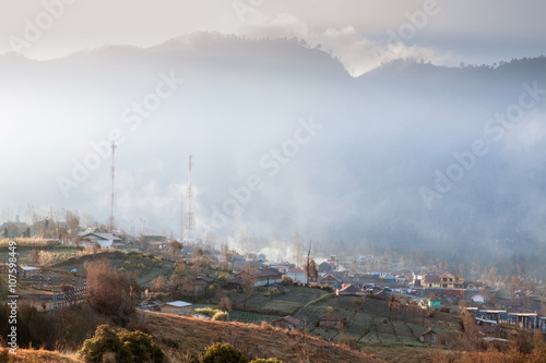 Cemoro Lawang a village in mist