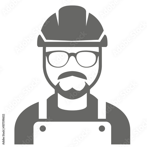 Builder in hard hat and glasses - foreman icon