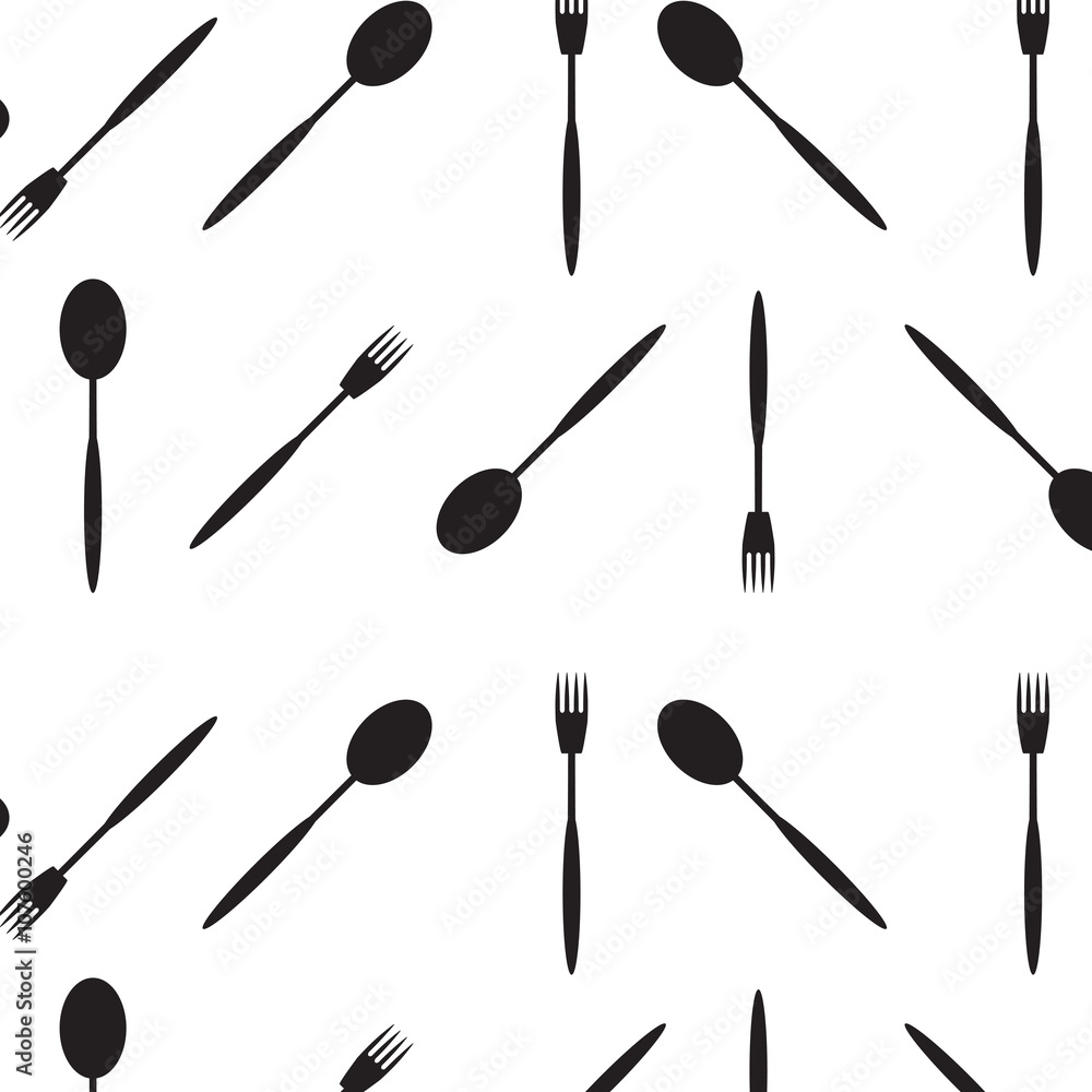 Pattern black white spoon and fork Pattern black white spoon and fork