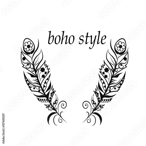 Feathers in boho style