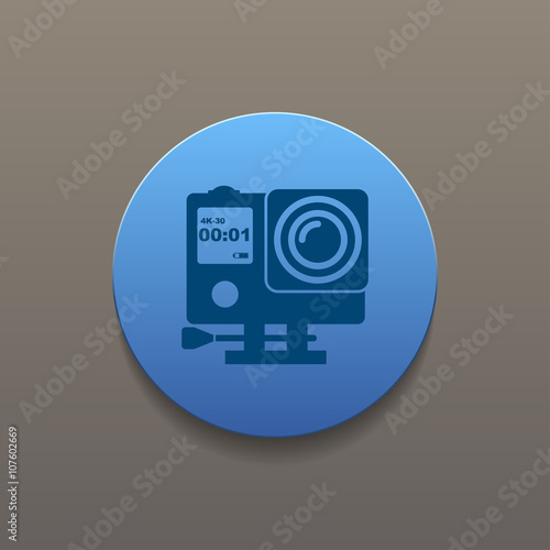 Action camera outline monochrome icon. Extreme cam