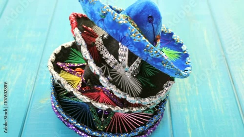 Traditional colorful table decorations for celebrating Fiesta