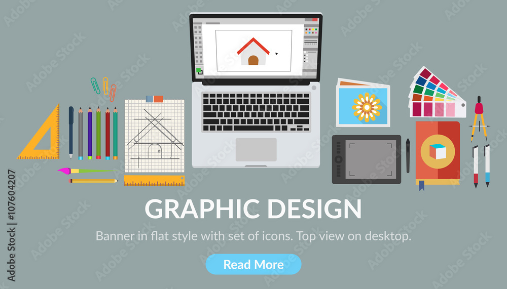 Graphic Design Banner in flat design style Graphic Design Banner in flat design style