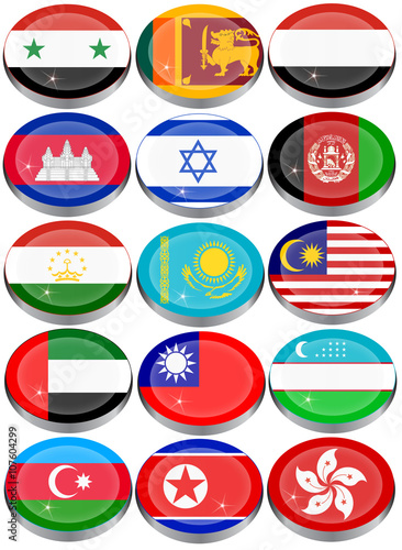 Set of icons. Flags of the Asia.    photo