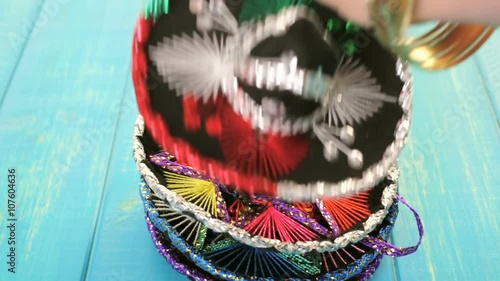 Traditional colorful table decorations for celebrating Fiesta