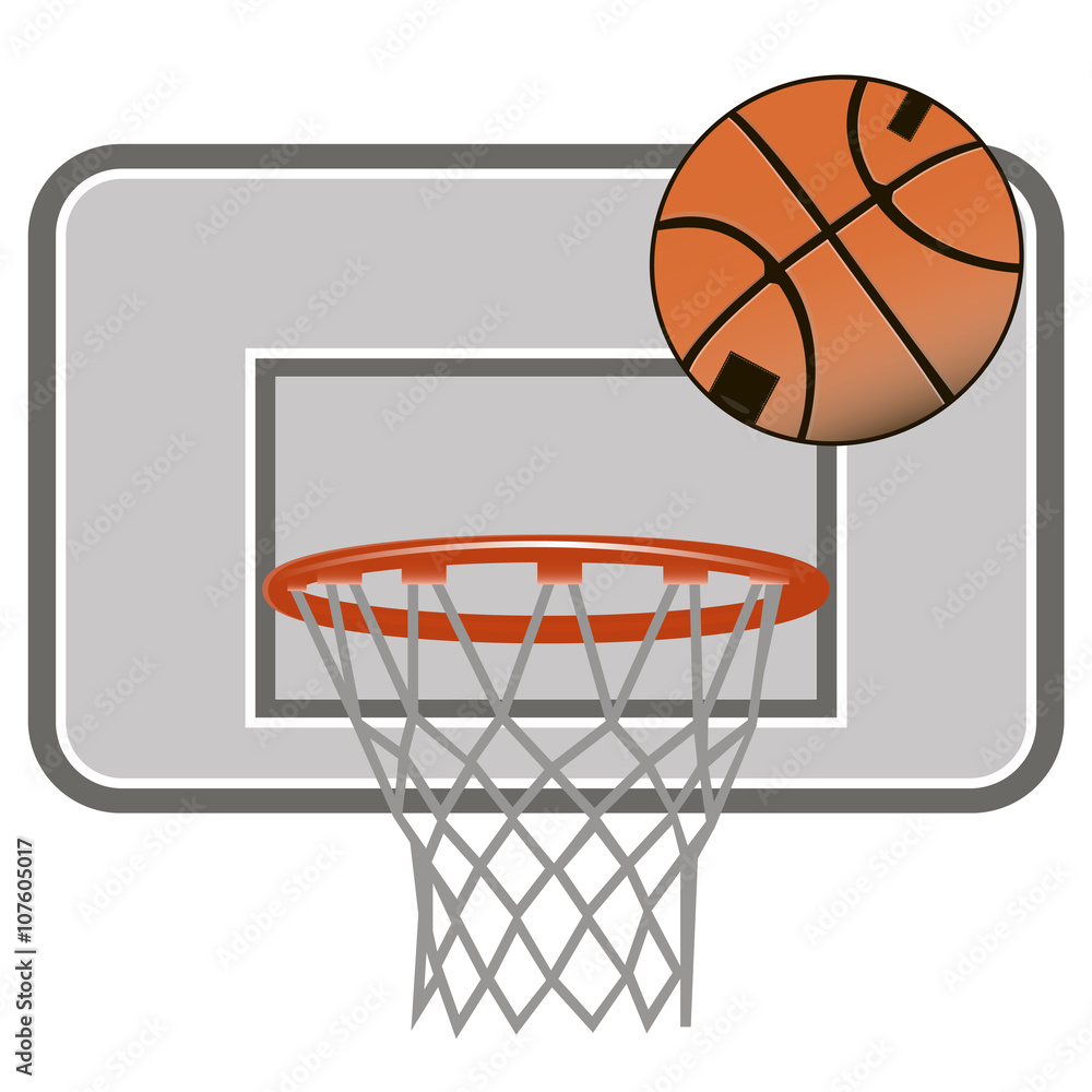 Basketball icon. The ball flies into the cart.