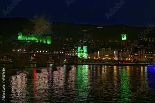 Heidelberg green illumination with fireworks © electricmango
