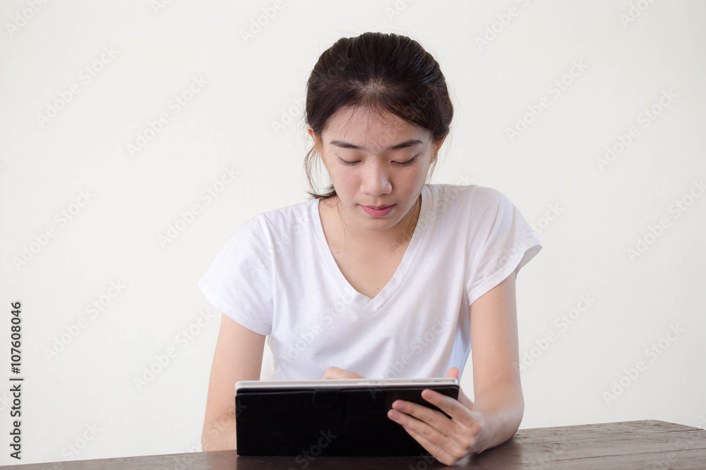 asia thai china student university beautiful girl using her tablet asia thai china student university beautiful girl using her tablet