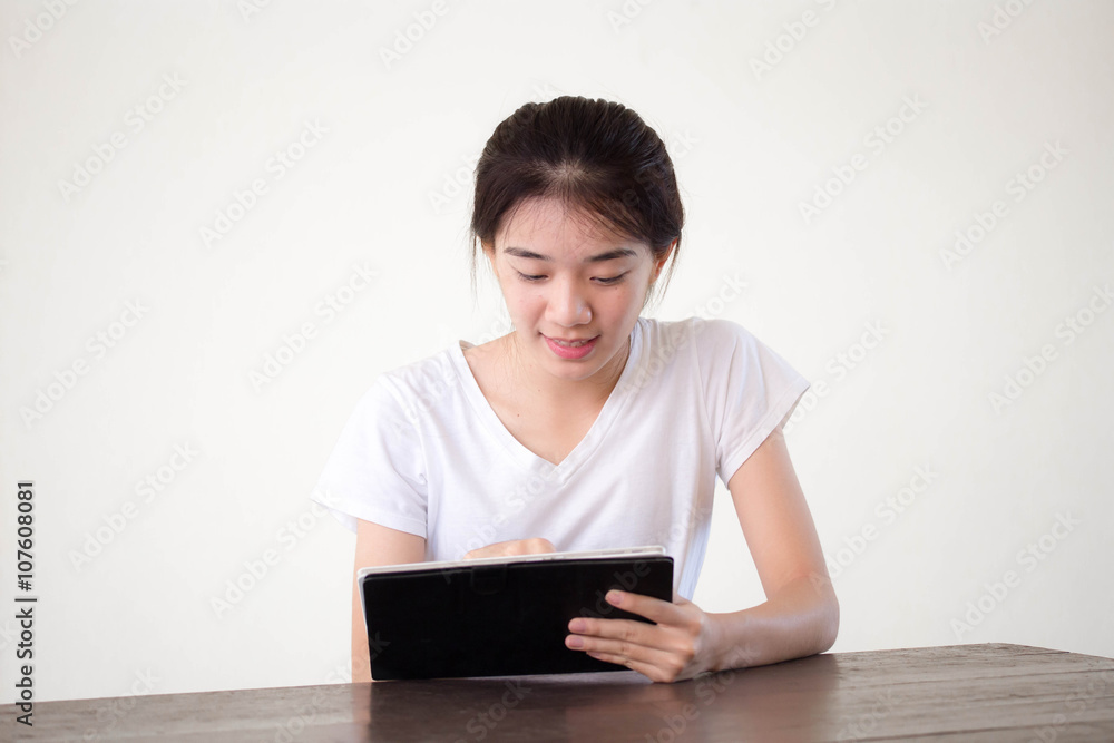 asia thai china student university beautiful girl using her tablet asia thai china student university beautiful girl using her tablet