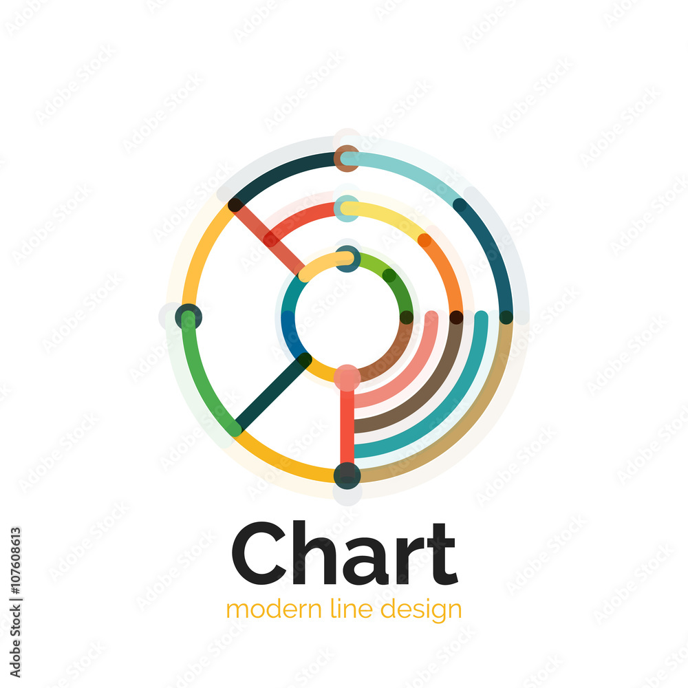 Thin line chart logo design. Graph icon modern colorful flat style Thin line chart logo design. Graph icon modern colorful flat style