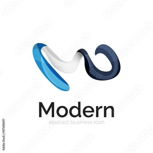 Wave ribbon logo, vector abstract shape