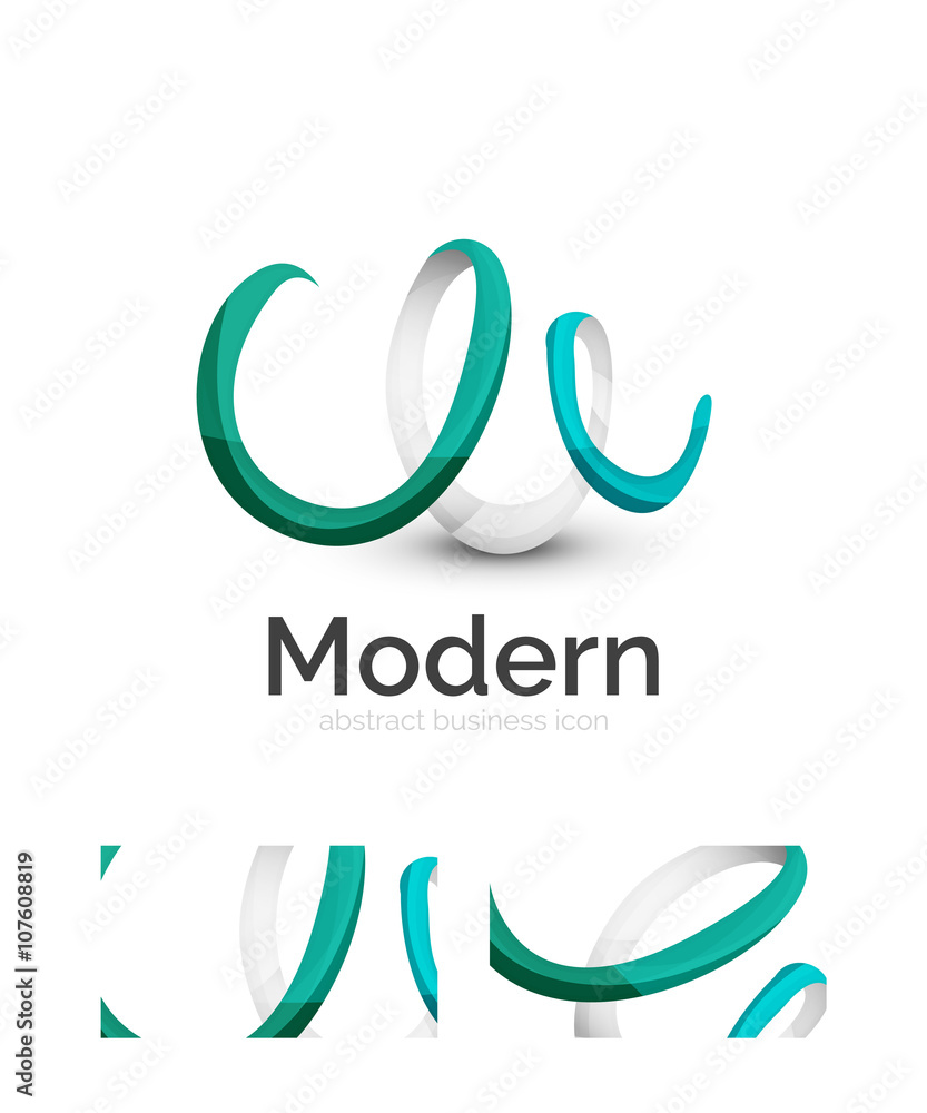 Naklejka premium Abstract 3d swirl ribbon logo template with business card corporate identity design