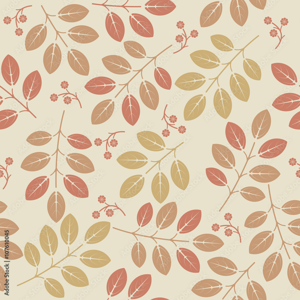 Decorative seamless pattern with leaves and flowers Decorative seamless pattern with leaves and flowers