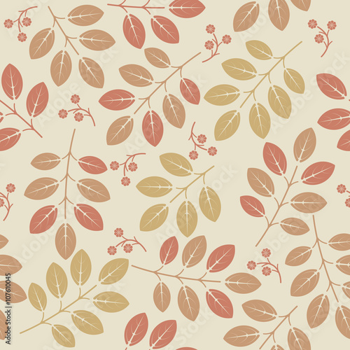 Decorative seamless pattern with leaves and flowers