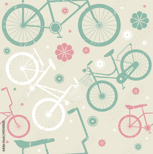 Tapety Wzór z retro rowerów i kwiatów