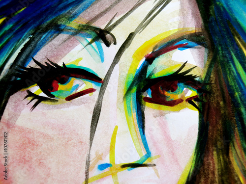 Abstract watercolor of beautiful woman eyes