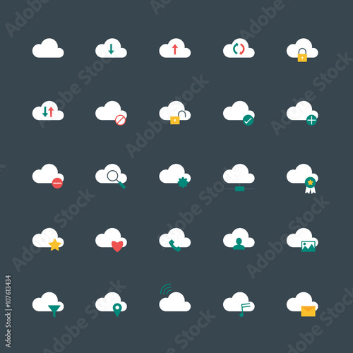 vector cloud computing icons flat style