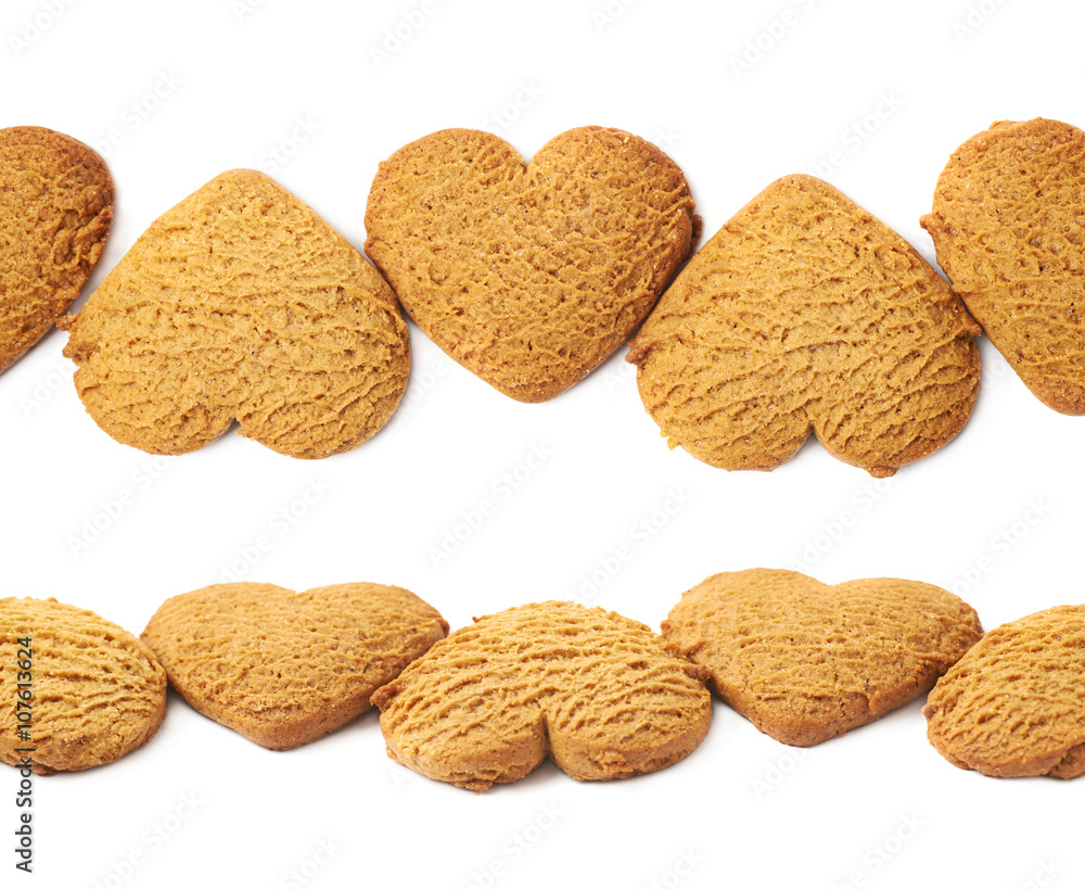Line made of heart shaped cookies Line made of heart shaped cookies