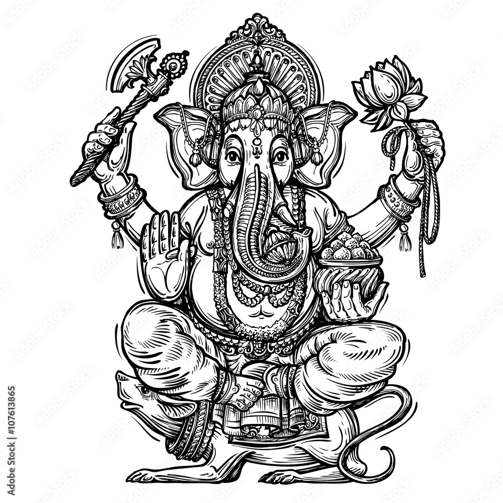 Premium Vector | Sketch hand drawn single line art coloring page line  drawing happy ganesh chaturthi day