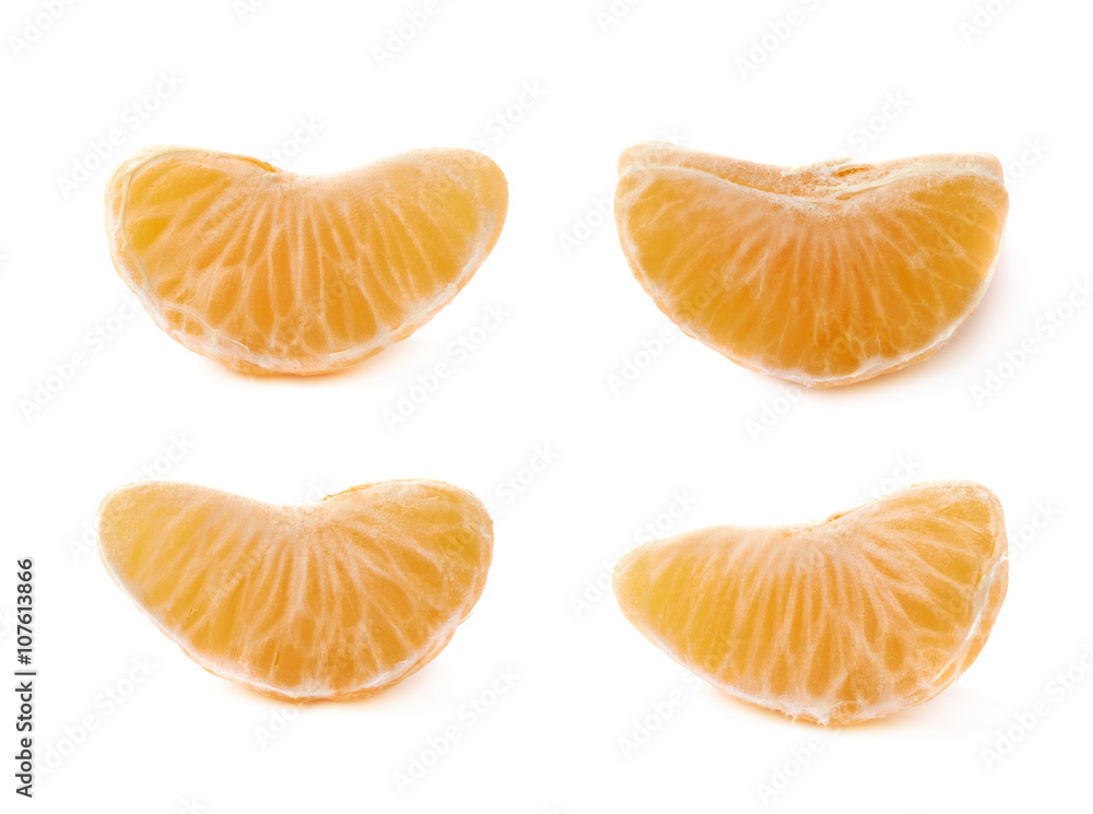 Single tangerine slice isolated Single tangerine slice isolated