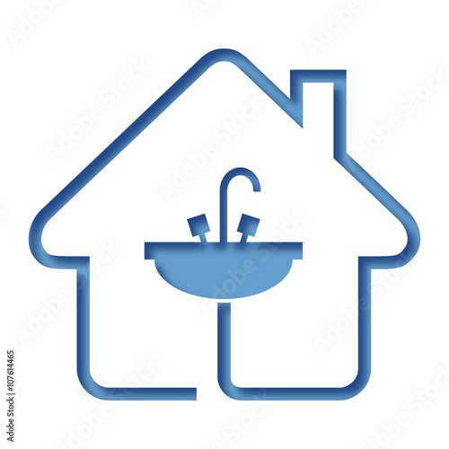 Logo maison et consommation eau.