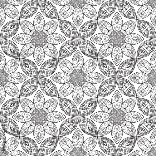 Abstract floral seamless pattern. Geometric ornament texture. Ornamental background