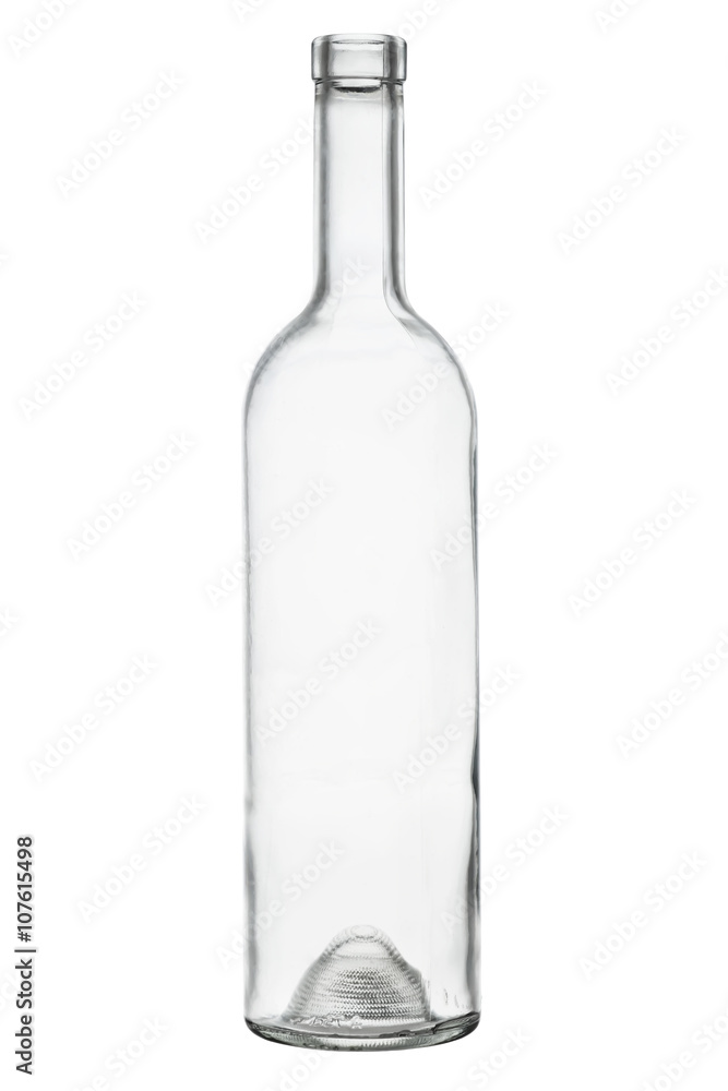 Isolated transparent bottle for white vine Isolated transparent bottle for white vine