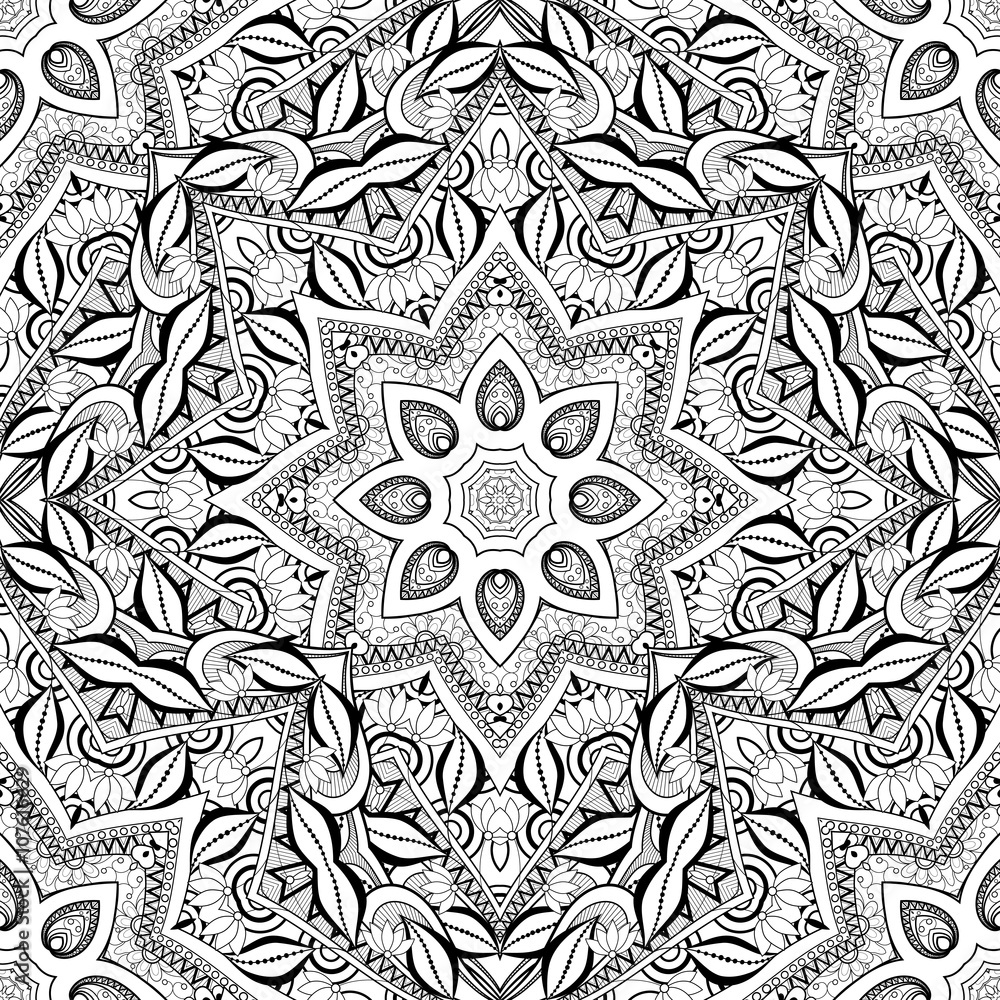 Fototapeta premium Vector Seamless Monochrome Ornate Pattern