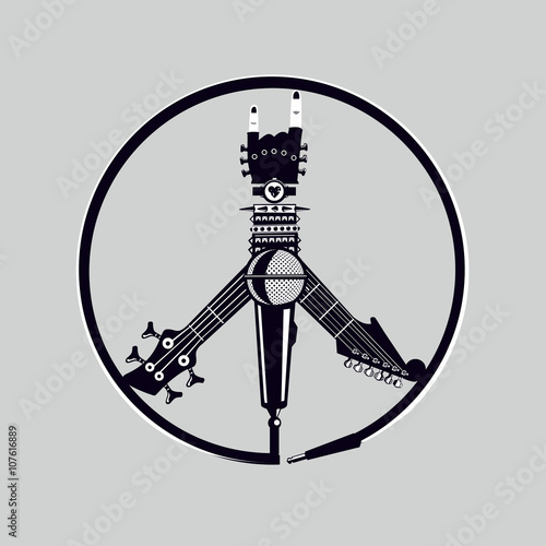 Rock and Peace. Isolated music sign