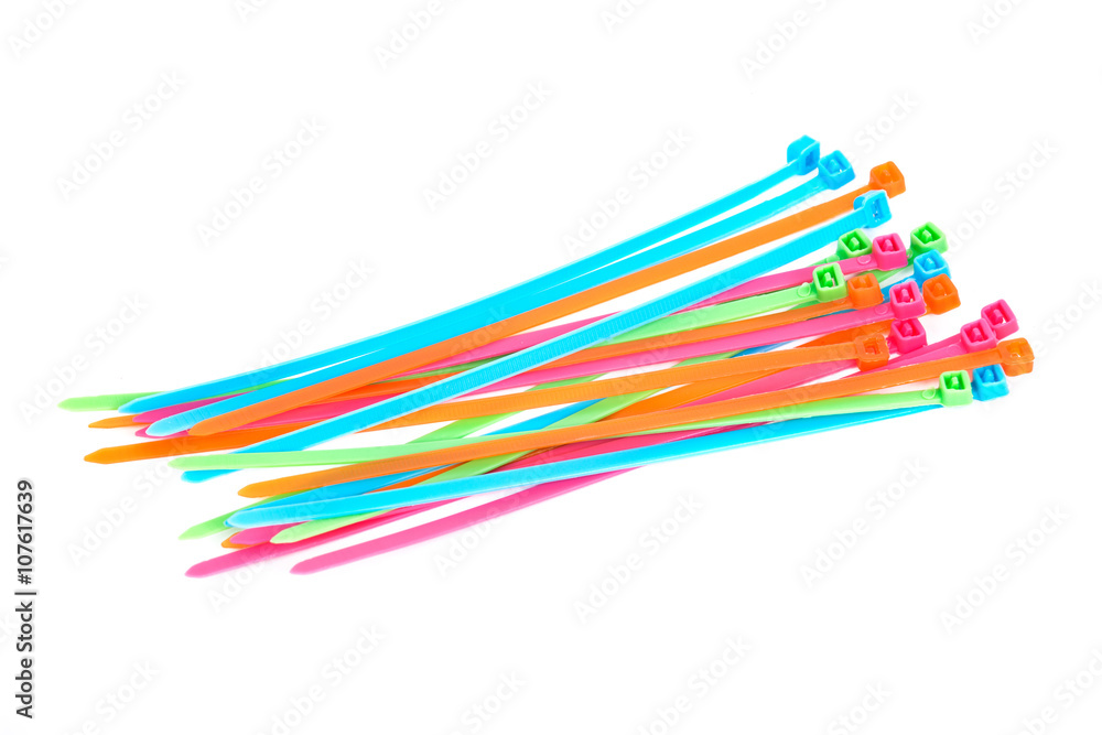 Fototapeta premium Multi colored plastic strips separated on white background