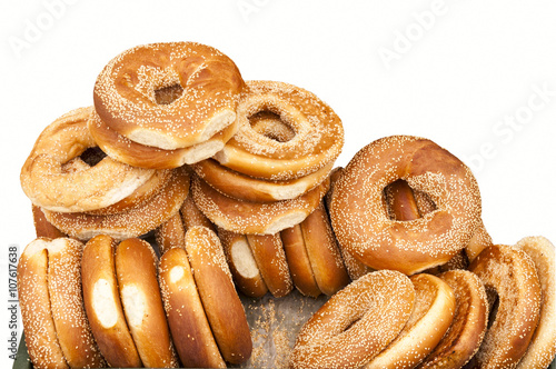 heap of fresh big bagels