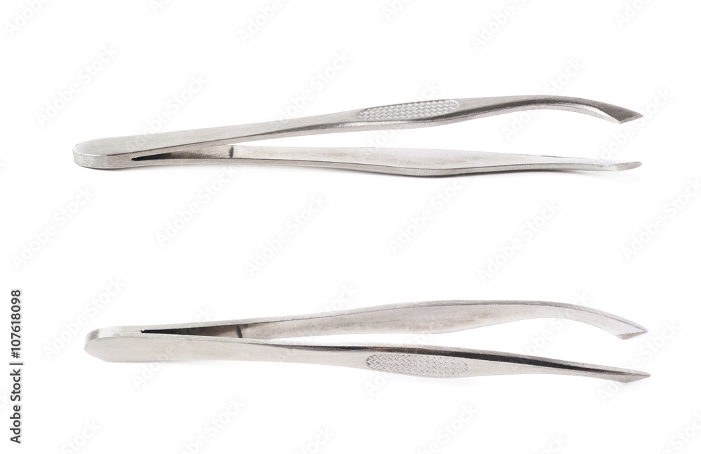 Fototapeta premium Steel cosmetic tweezers isolated
