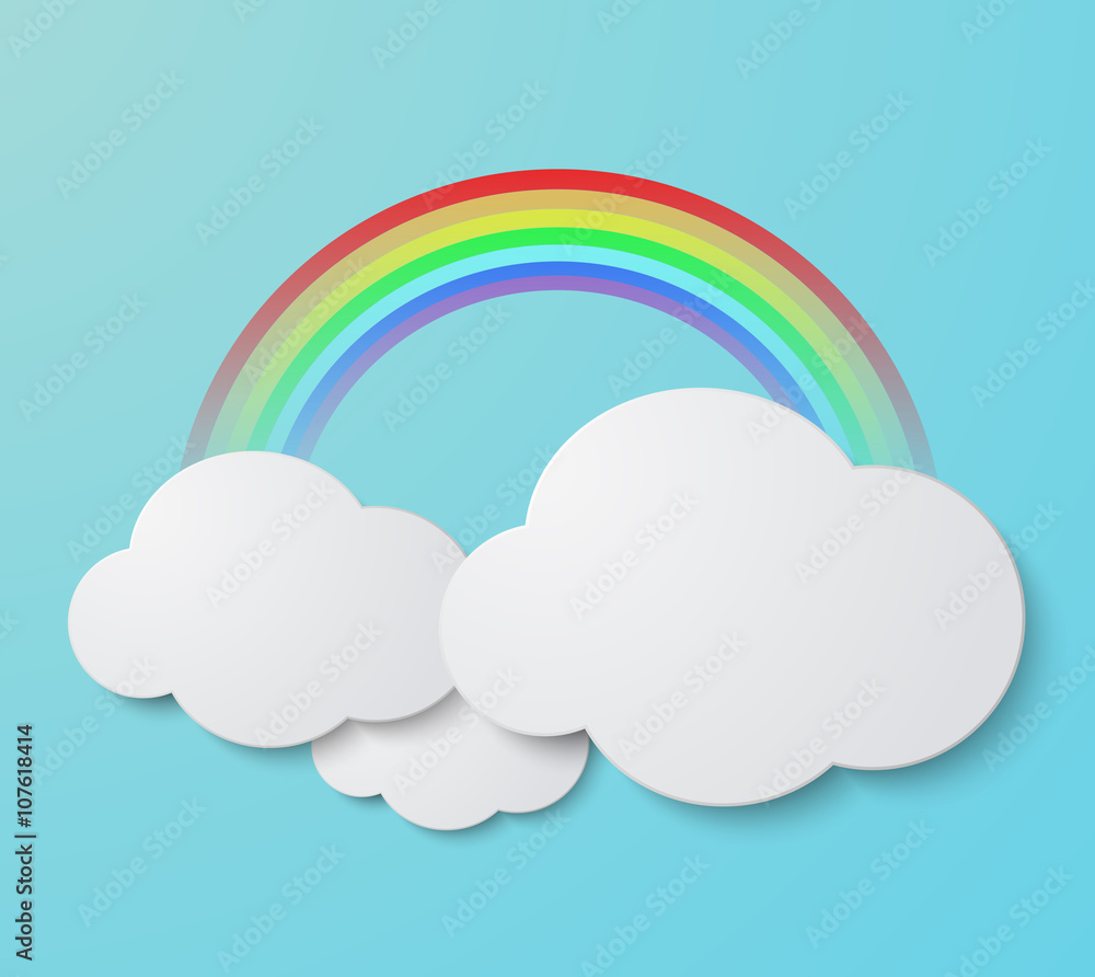 Vector modern rainbow with clouds background Vector modern rainbow with clouds background