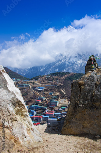 View on Namche Bazar, Khumbu district, Himalayas. Nepal photo