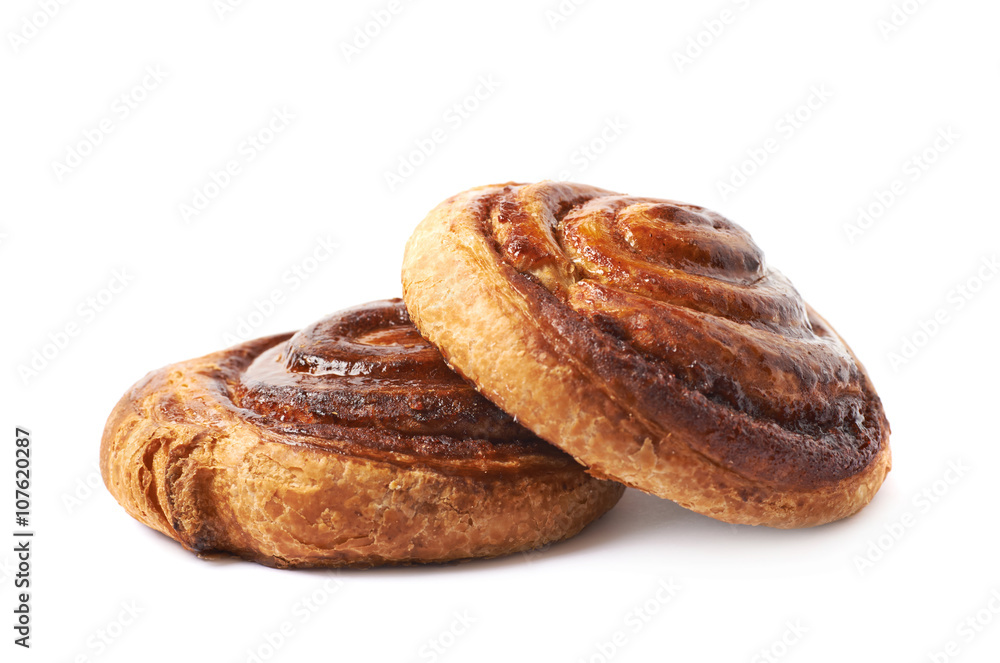 Cinnamon roll pastry bun isolated