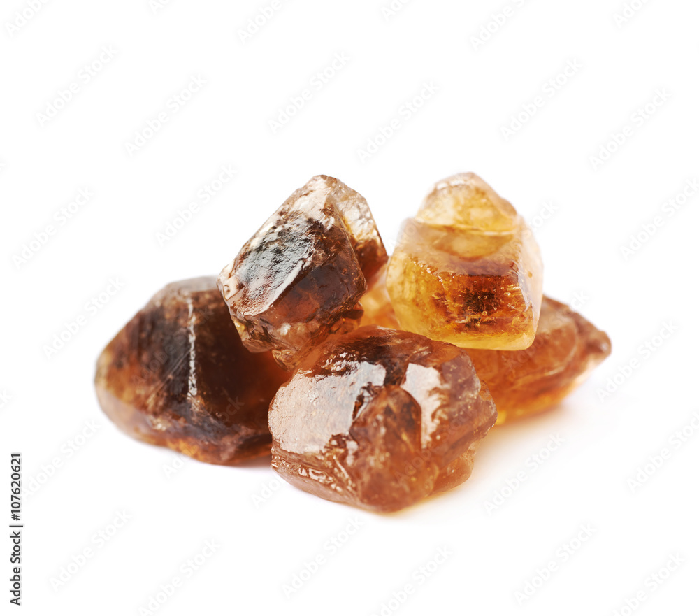 Pile of brown rock sugar crystals