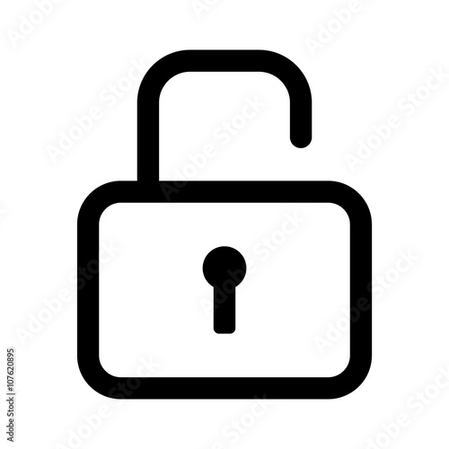 Security lock unlocked line art icon for apps and websites