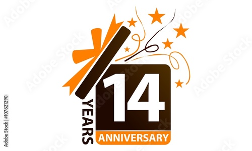 14 Years Gift Box Ribbon Anniversary 