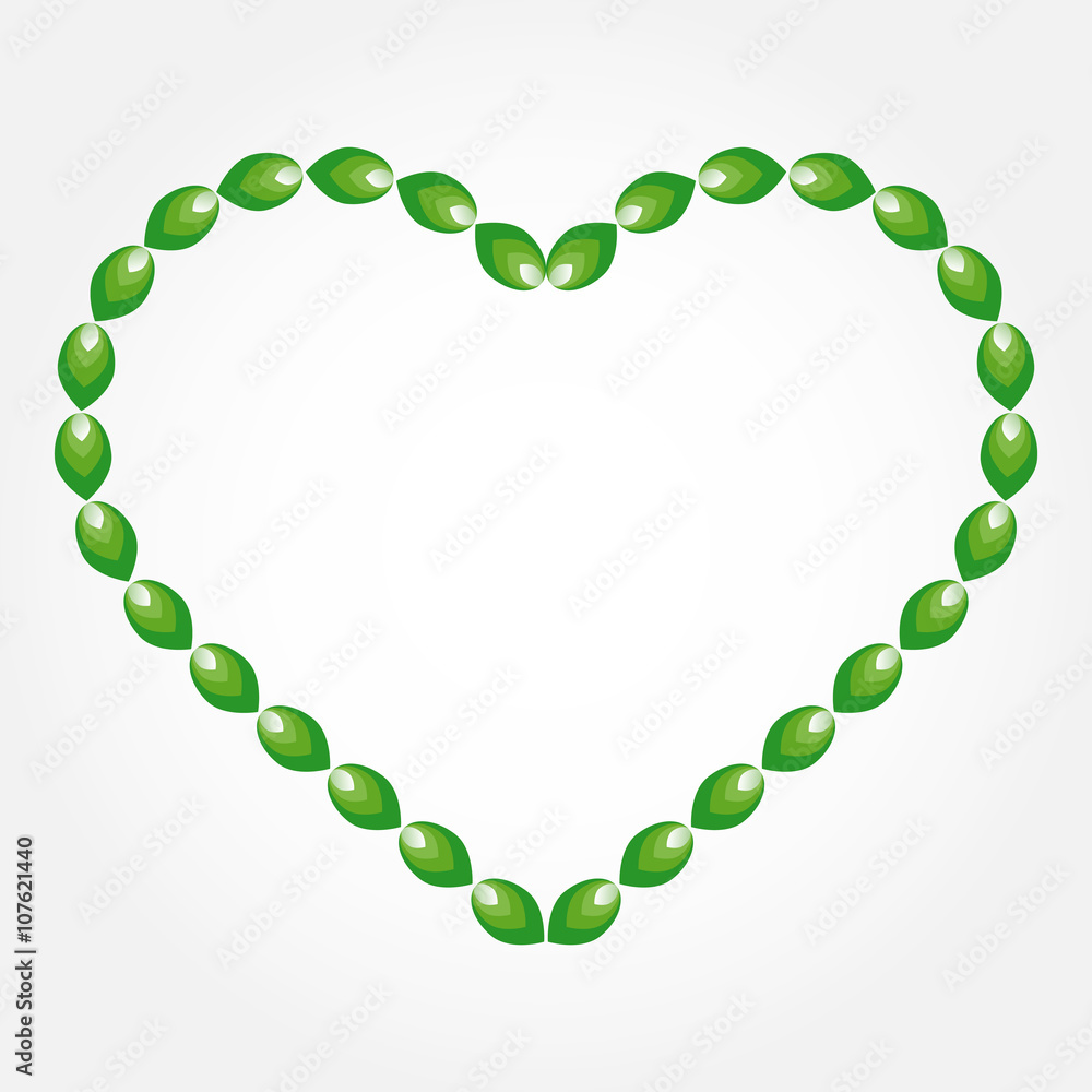 Obraz premium Big heart with green leaves