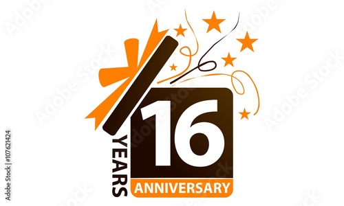 16 Years Gift Box Ribbon Anniversary 