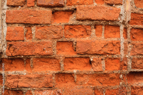 Background of old red brick wall texture