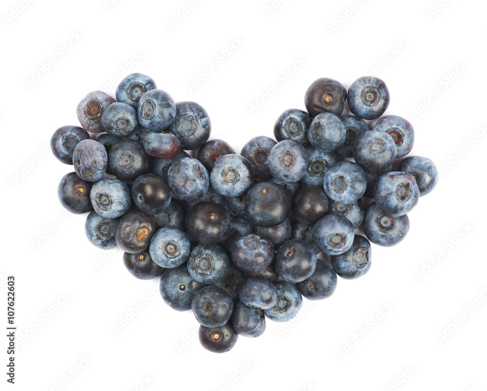 Heart shape made of bilberries isolated Heart shape made of bilberries isolated