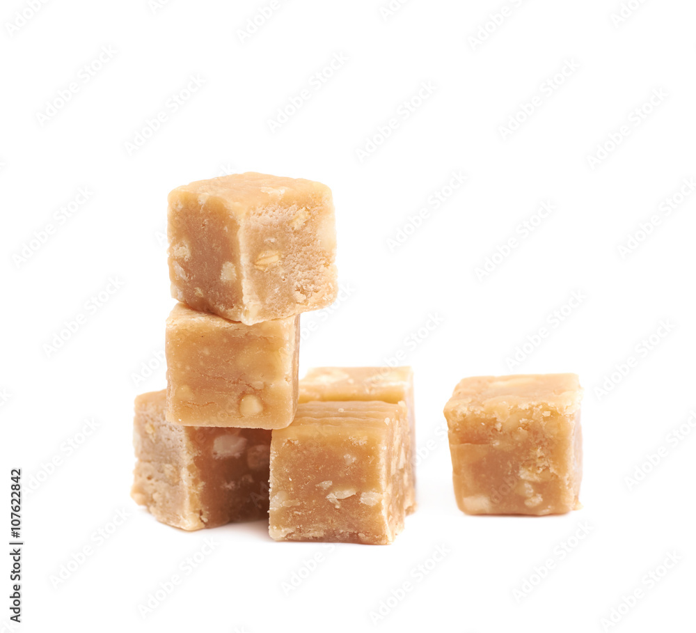 Toffee candy with nuts isolated Toffee candy with nuts isolated