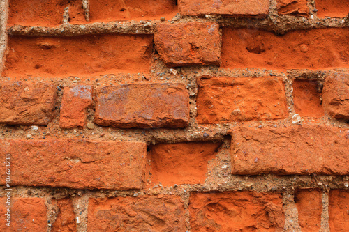 Background of old red brick wall texture