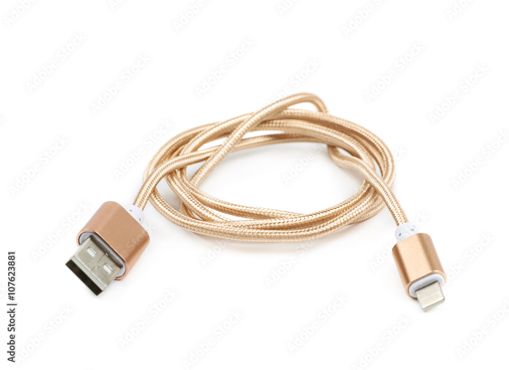 Folded USB lightning cable isolated Folded USB lightning cable isolated