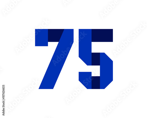 75 blue ribbon number logo