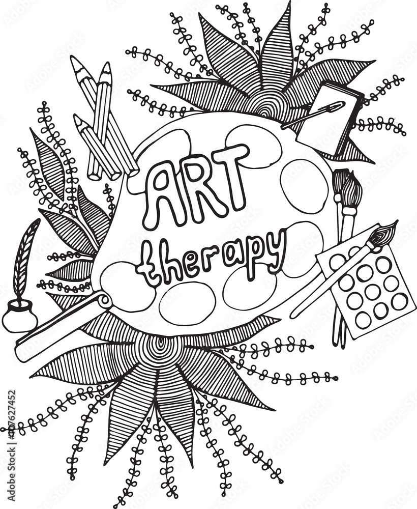 Art set for adult coloring page
