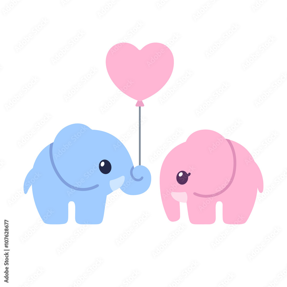 Cute cartoon elephant couple Cute cartoon elephant couple