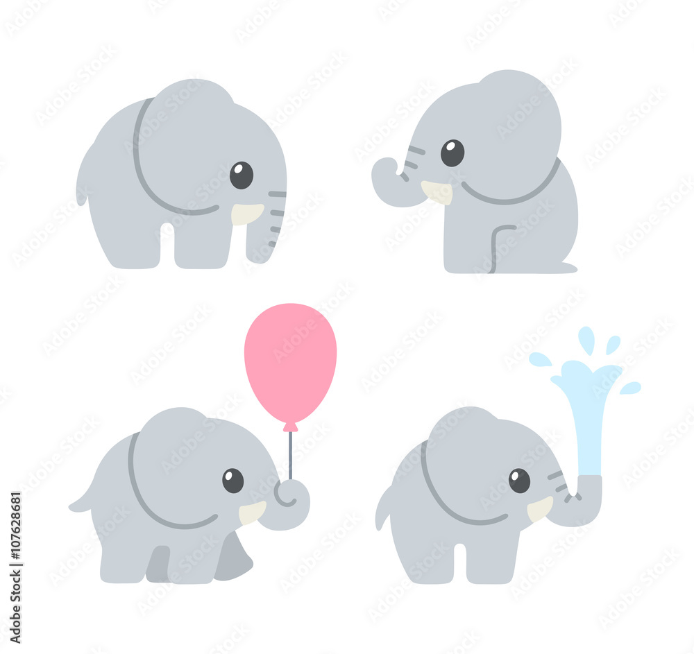 Cute cartoon baby elephant Stock Vector | Adobe Stock