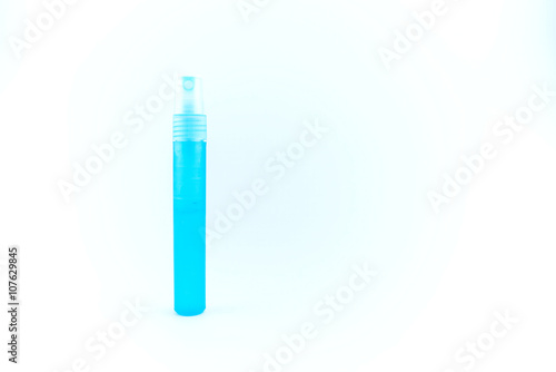 Blue Cosmetic bottle can sprayer container - isolate on white   Dispenser for cream, soups, and other cosmetics © KissShot